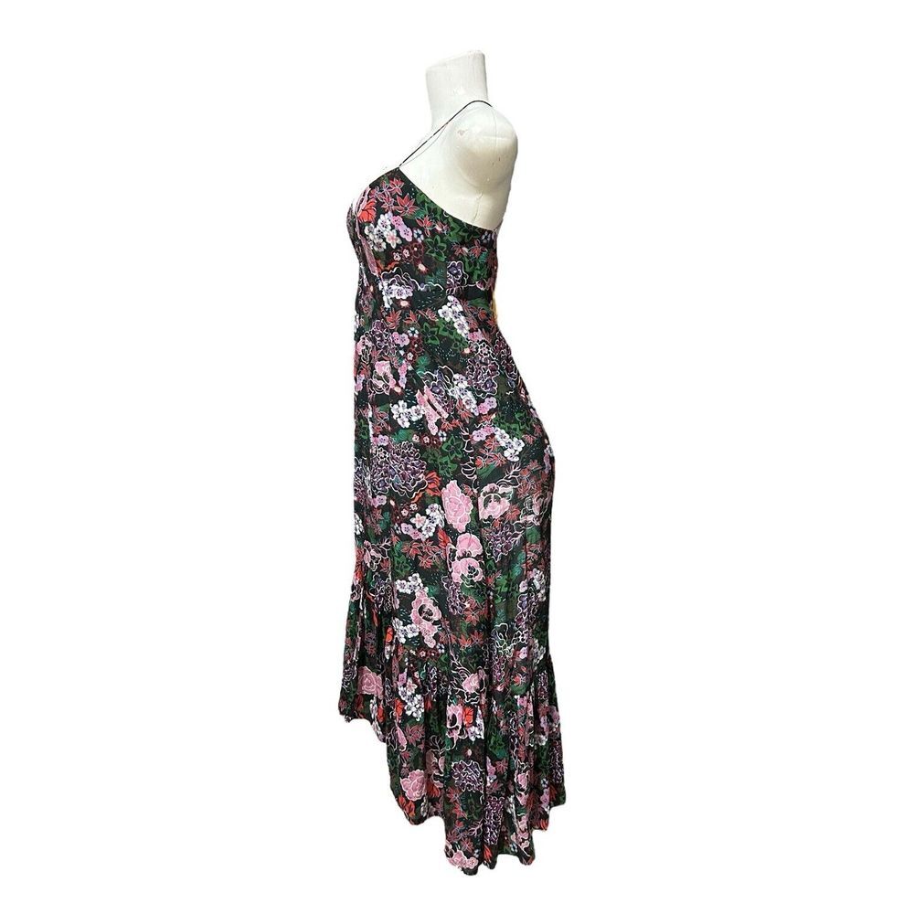 Saloni‎ Women's Floral Print Asymmetrical Hem Midi Dress Multicolor Size 6 - Picture 3 of 9